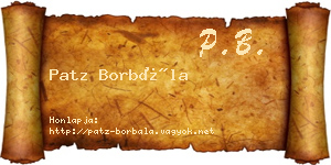 Patz Borbála névjegykártya